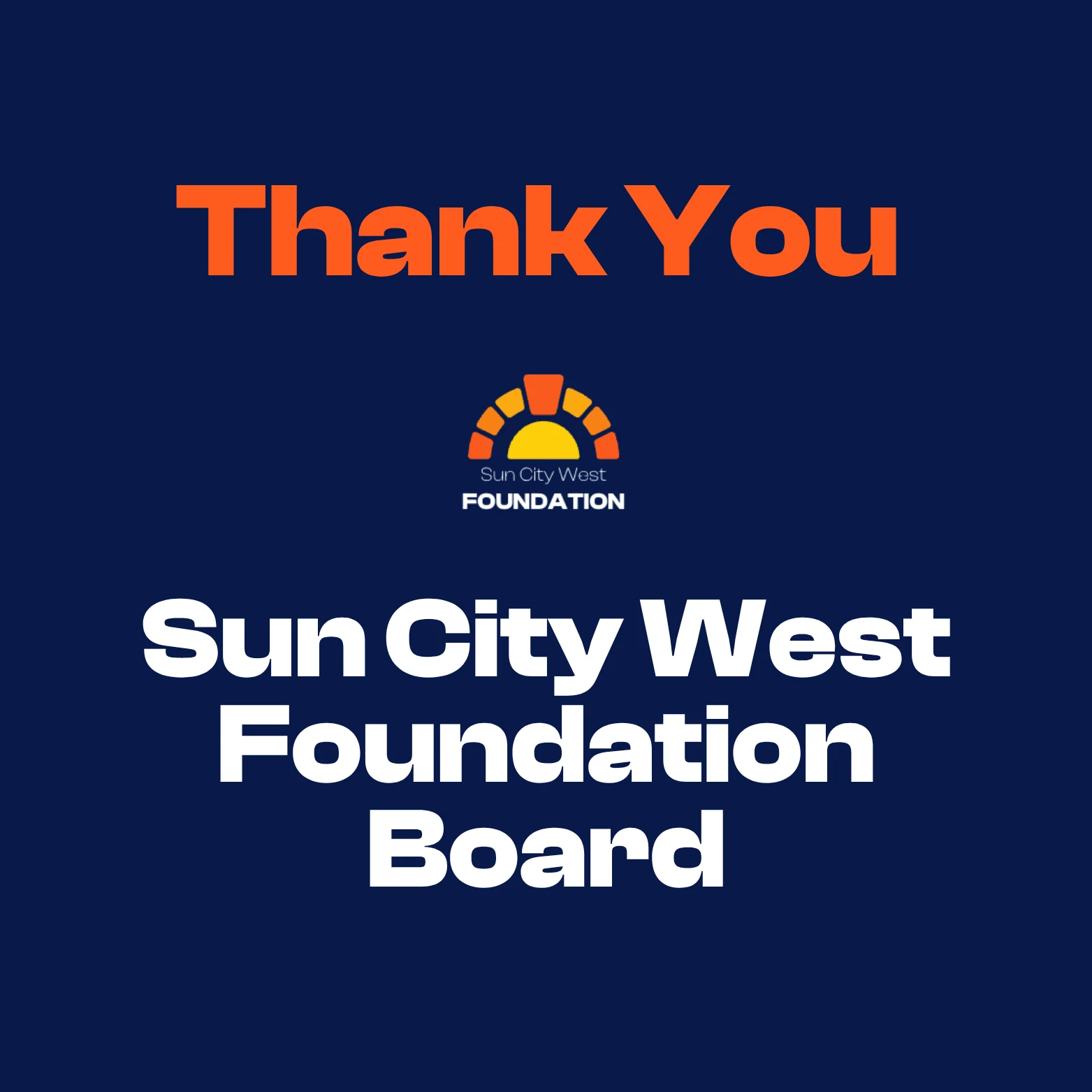 Sun City West Foundation Board of Directors leadership announcement graphic.