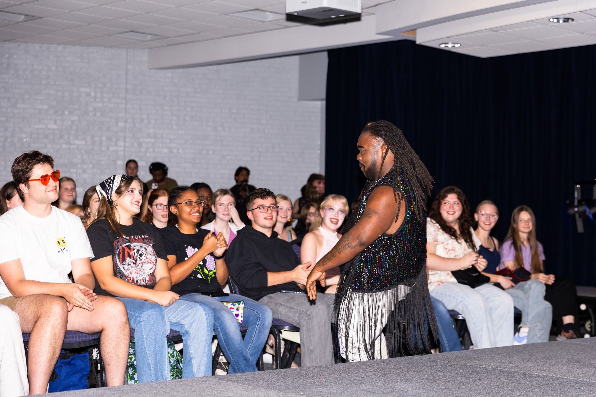 Drag king interacting with the audience