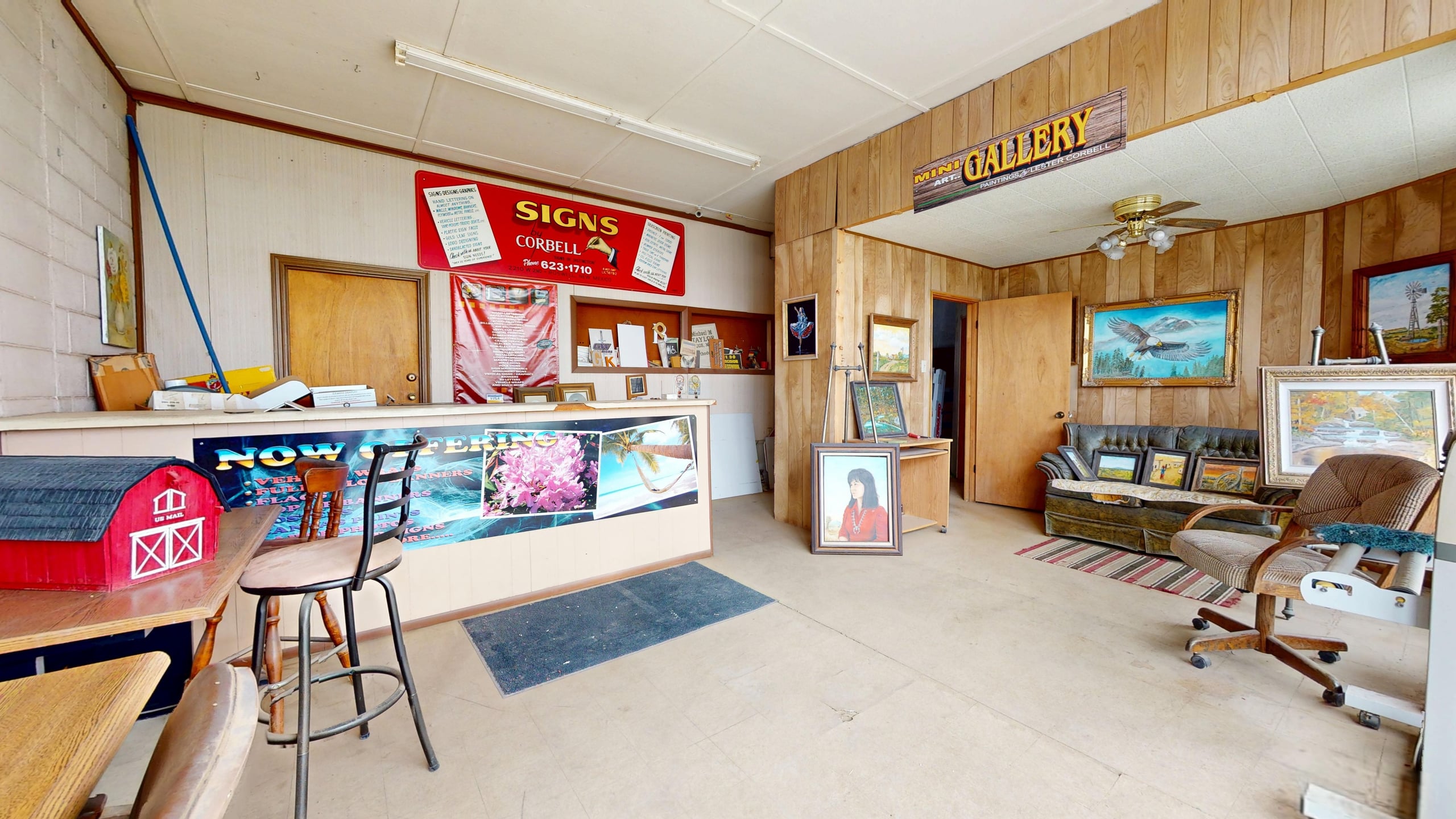 Interior reception and service counter
