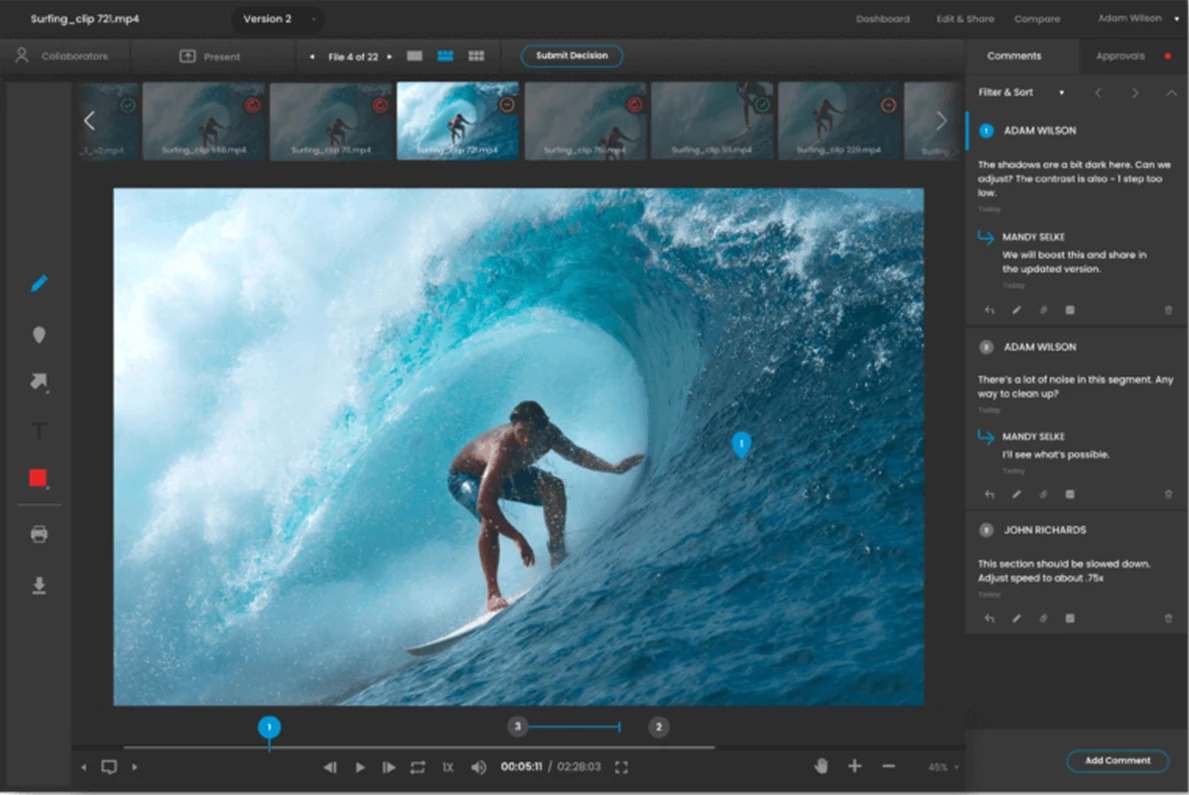 ReviewStudio software user interface
