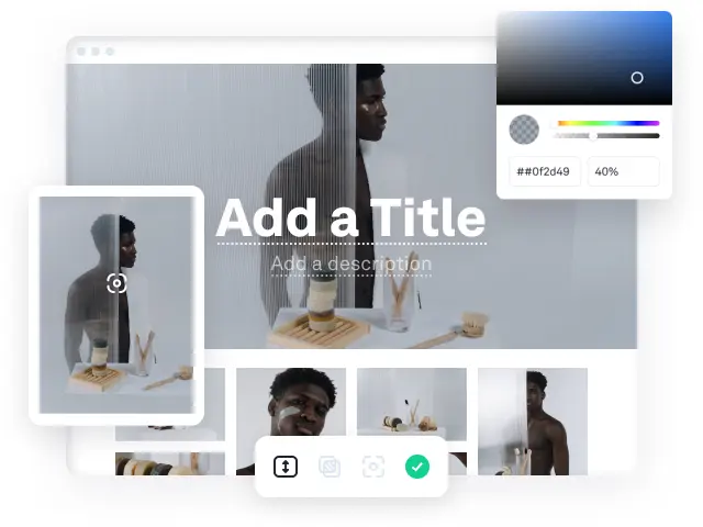 Gallery design with styling controls for the gallery cover