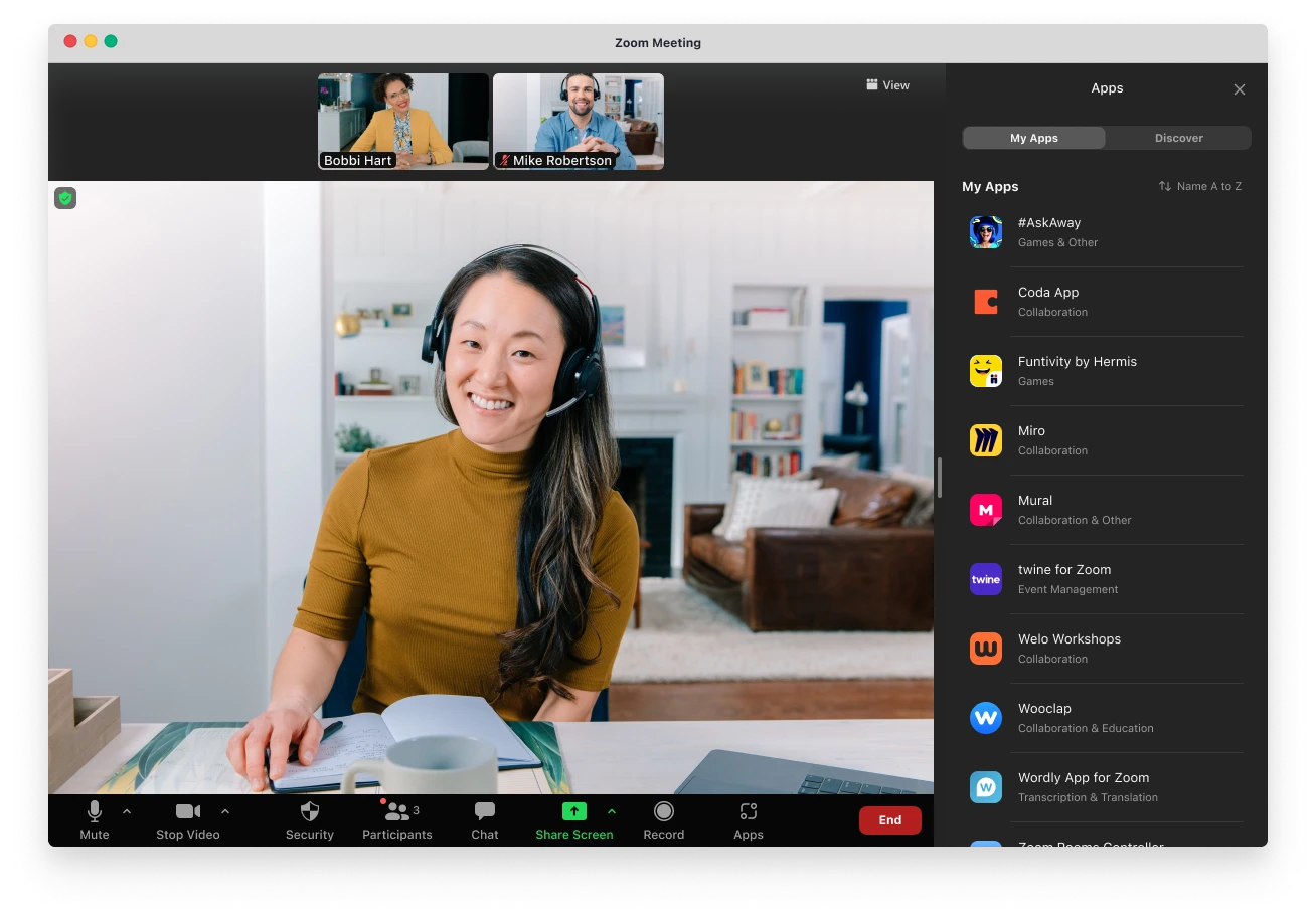 Zoom video calling software interface