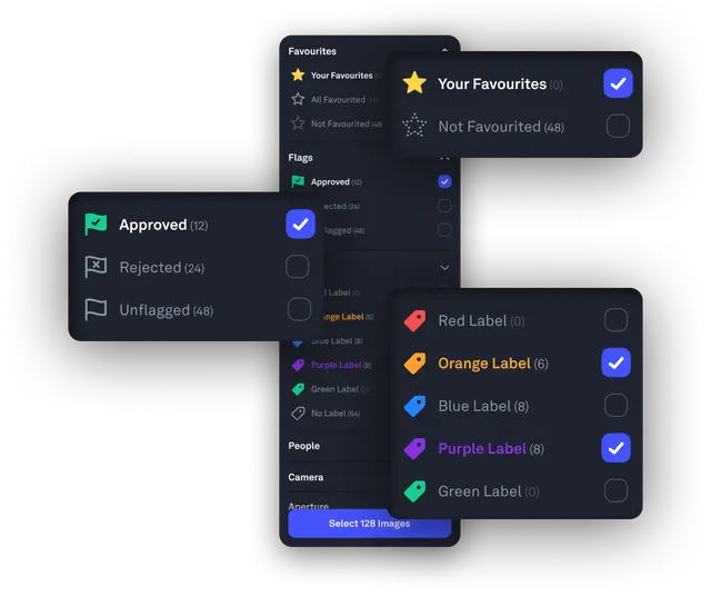Picflow feedback options on the filter bar