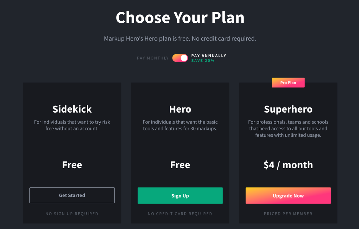Markup Hero pricing