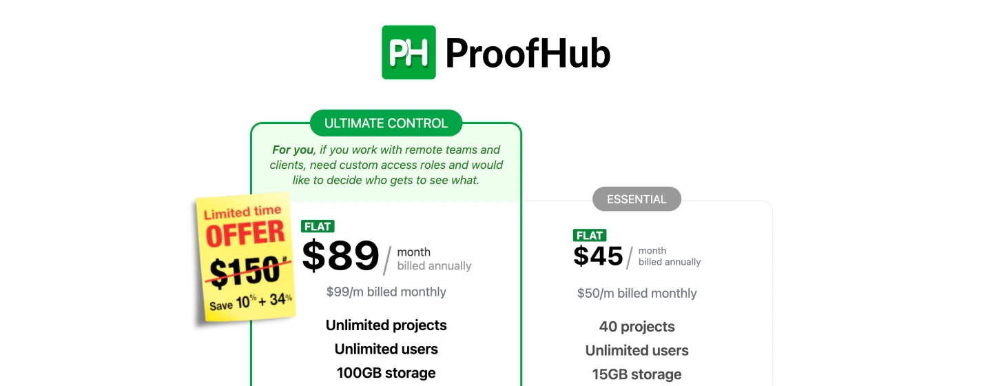 Pricing details and plans of ProofHub (Proofhub.com)