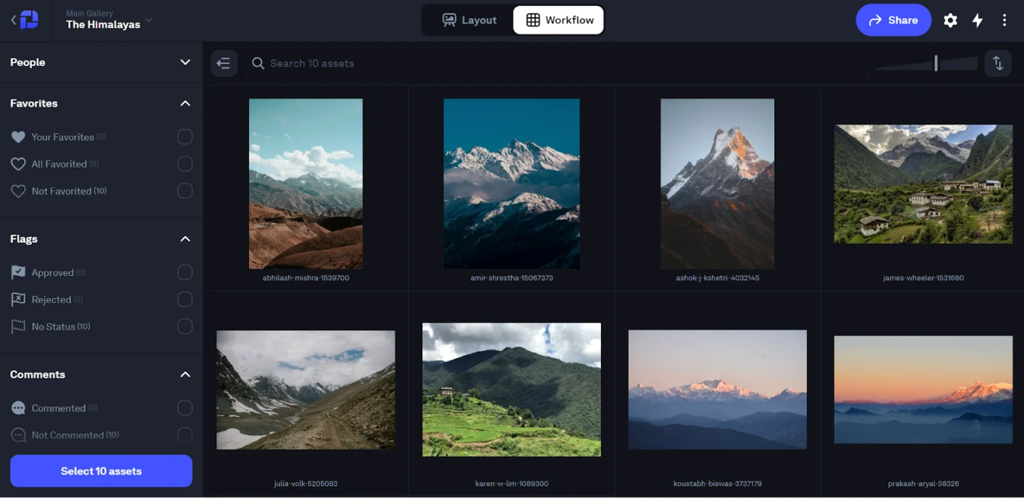 Workflow View of a Picflow Gallery
