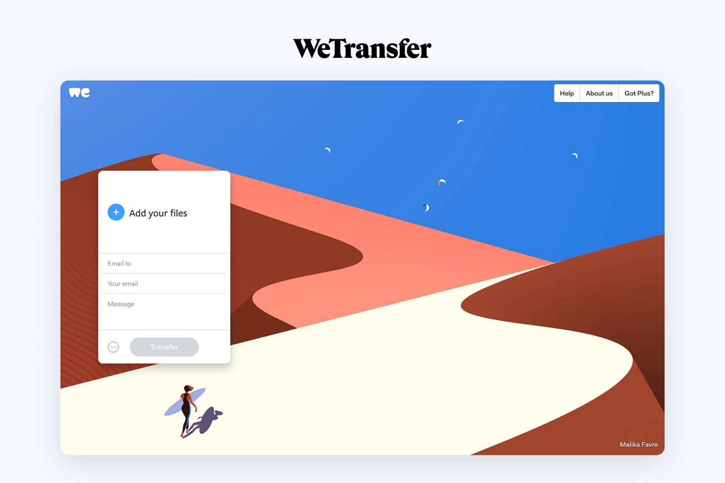 Product visual of file sharing platform WeTransfer (wetransfer.com)