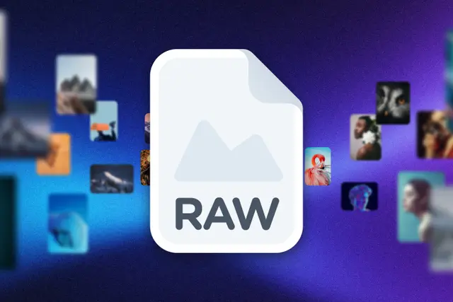 RAW File Visual with images flying through in the background