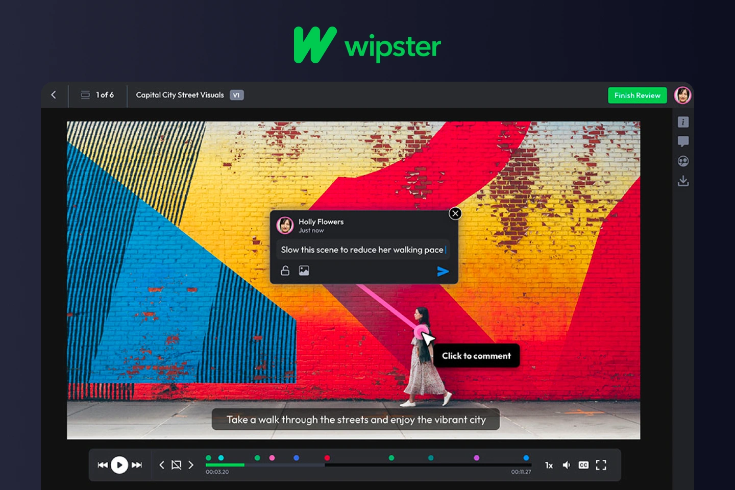 Product visual of the video review platform Wipster (wipster.io)