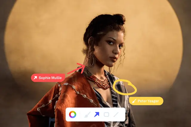 Women with arrow and circle annotations