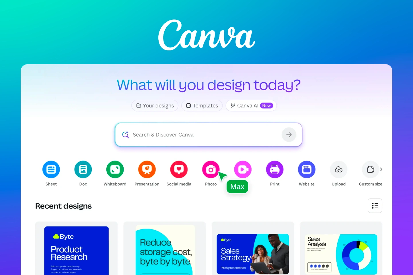 Canva software user interface