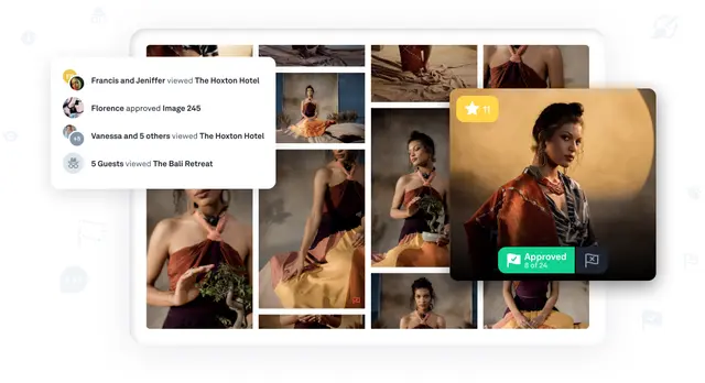 Online gallery with activity feed and review highlights