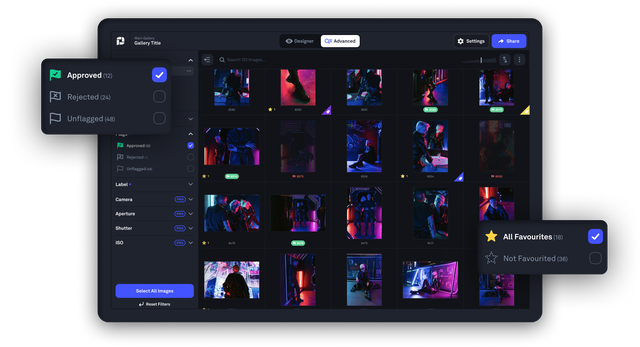 Workflow tab with image thumbnails and review filters