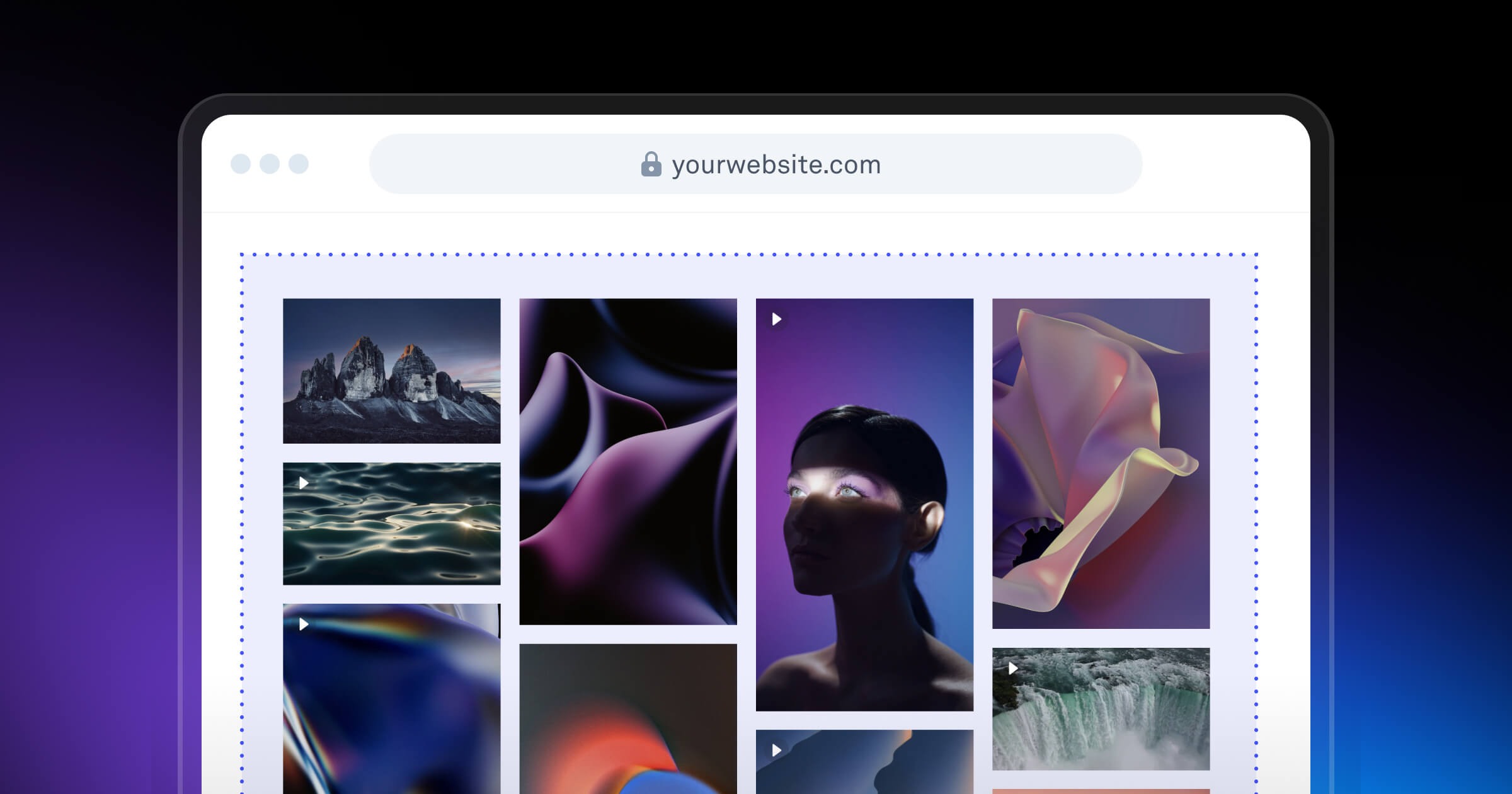 Browser with embedded gallery widget from Picflow
