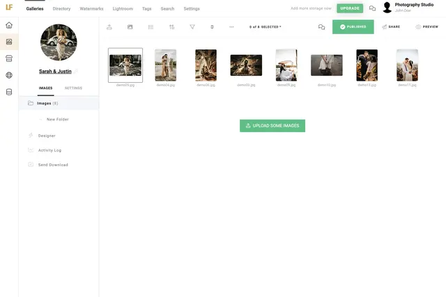 Lightfolio User Interface of the Gallery Screen
