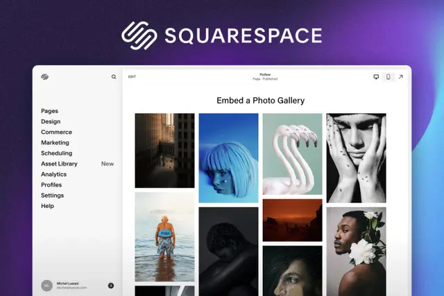 Squarespace page with an embedded Picflow gallery